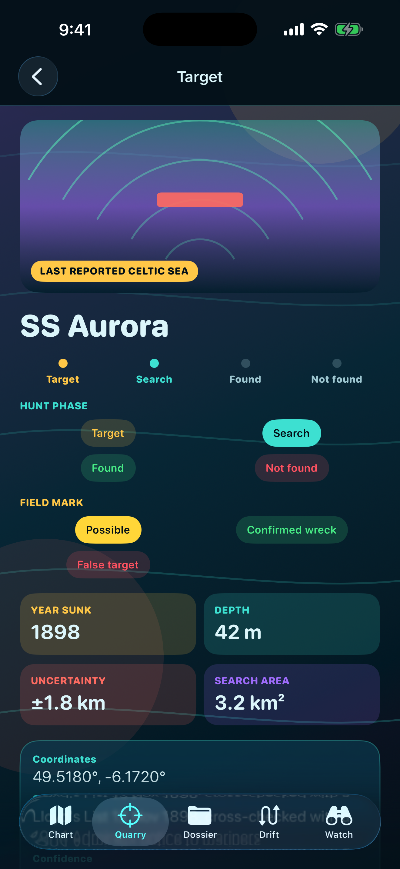 Quarry list for the Aurora hunt